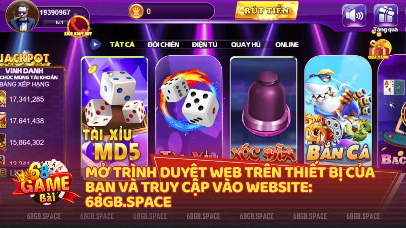 Các bước đăng nhập 68 Game Bài qua trang pieceofeight.radio.fm